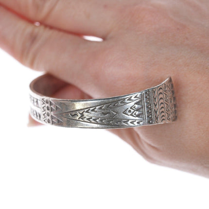 7.25" Fine Antique African Stamped ingot silver cuff bracelet