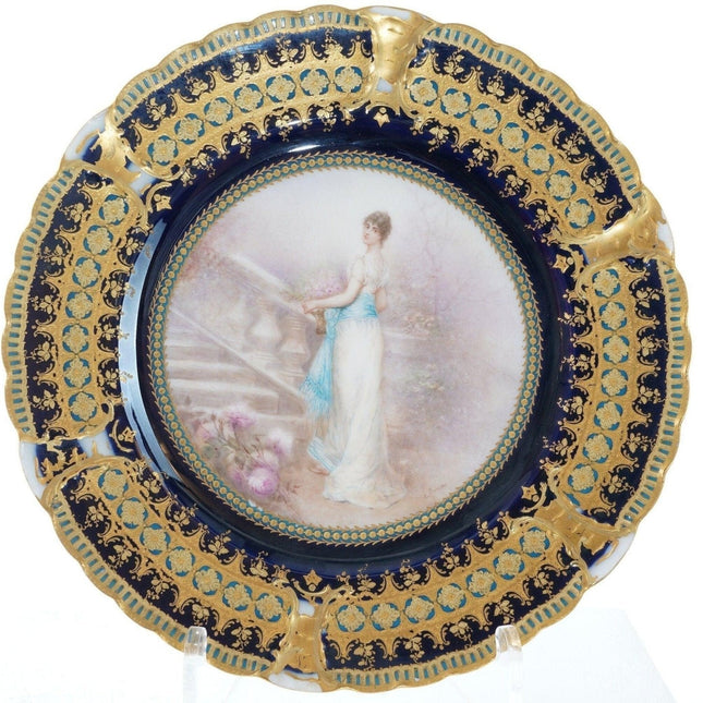 1890's French Haviland Hand painted Raised Gold Cabinet plate Floreal by Soustre