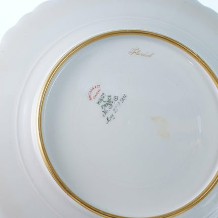 1890's French Haviland Hand painted Raised Gold Cabinet plate Floreal by Soustre