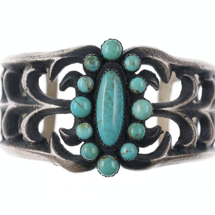 Albert & Jeanette Brown Navajo Tufa Cast Turquoise Cluster Cuff Bracelet