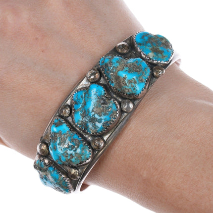 7 3/8" Vintage Navajo silver and turquoise cuff bracelet