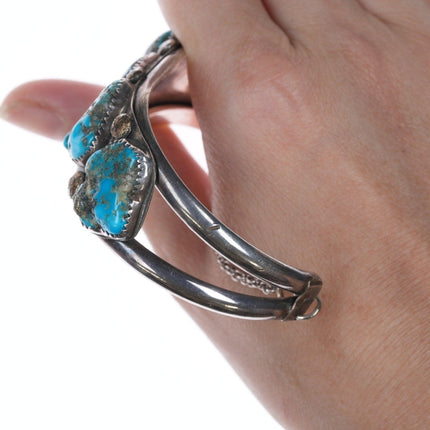 7 3/8" Vintage Navajo silver and turquoise cuff bracelet