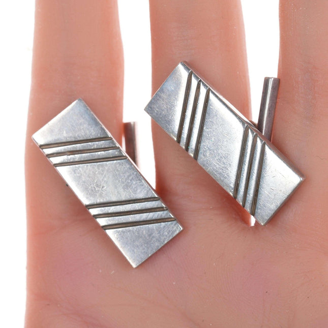 Fred Davis (1880-1961) Taxco Modernist sterling cufflinks