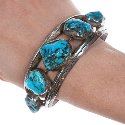 7 3/8" Vintage Indianer-Armband aus Silber und Koralle