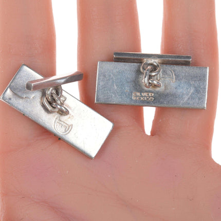 Fred Davis (1880-1961) Taxco Modernist sterling cufflinks