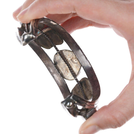 7 3/8" Vintage Indianer-Armband aus Silber und Koralle