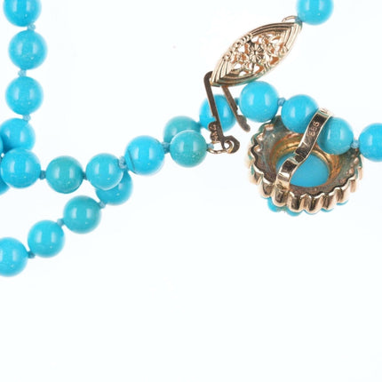 Vintage 14k gold Turquoise beaded necklace