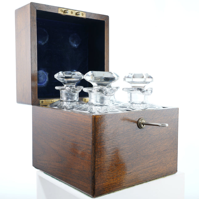 c1870 Crystal Decanter set in Oak box