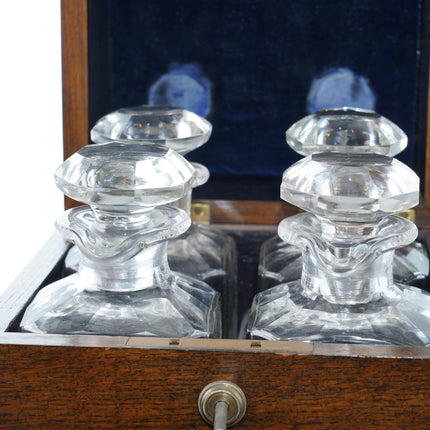 c1870 Crystal Decanter set in Oak box