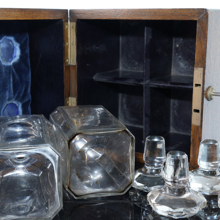 c1870 Crystal Decanter set in Oak box