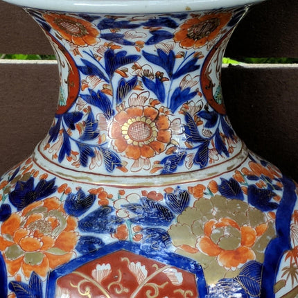 c1870 19" Imari Temple Floor Vase 10" wide Meiji Period Japanese Porcelain Palac