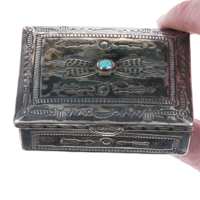 Morris Robinson (1900-1987) Hopi Silver box with turquoise