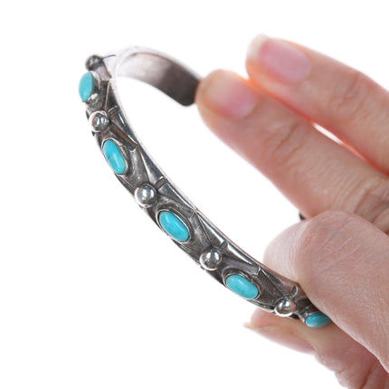 6.5" c1930's Navajo silver and turquoise cuff bracelet