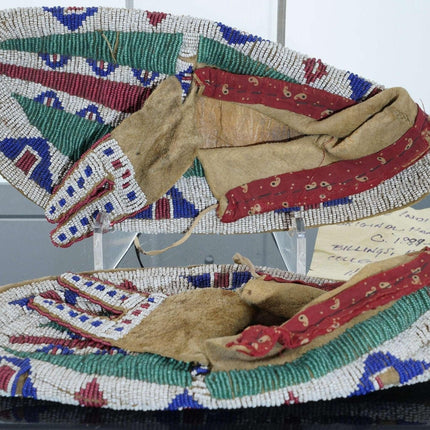 c1890 乌鸦美洲原住民串珠莫卡辛鞋
