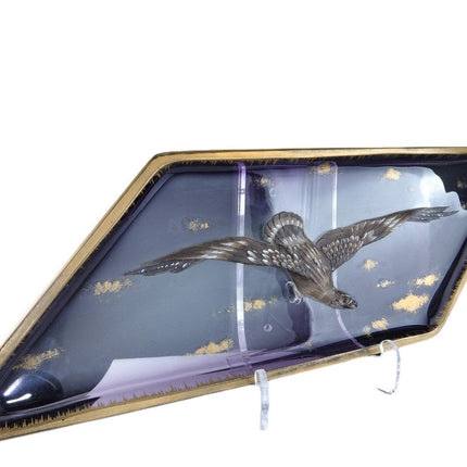 Antique  Moser Raised Enamel Tray with Bird of Prey