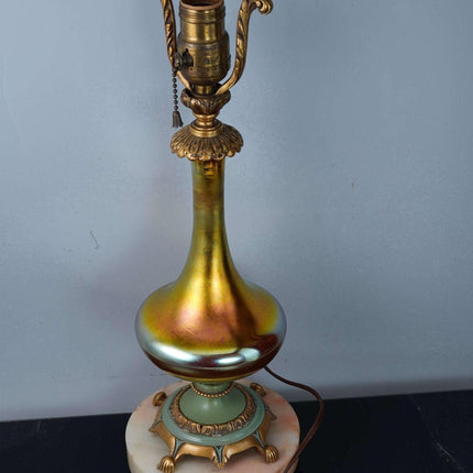 c1930 Steuben Gold Aurene Electric Lampe mit verzierten Messingbeschlägen