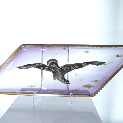 Antique  Moser Raised Enamel Tray with Bird of Prey