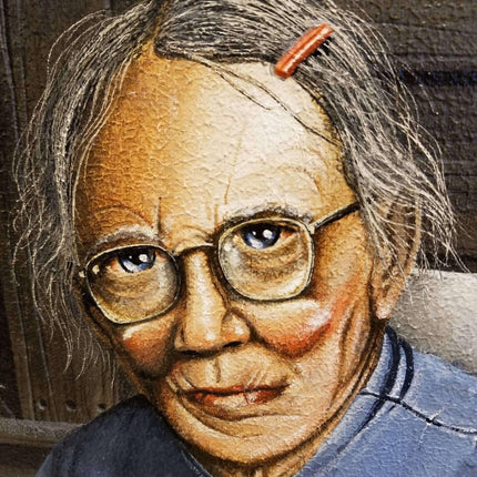肯‧弗萊施 (Ken Fleisch) (1943-2008) 德州奶奶在門廊上的搖椅油畫