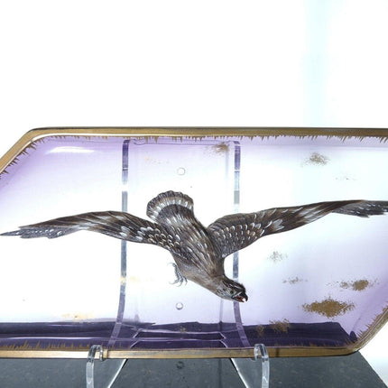 Antique  Moser Raised Enamel Tray with Bird of Prey