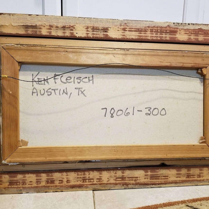 ケン・フライシュ (1943-2008) ポーチのロッカーのテキサスのおばあちゃん油絵