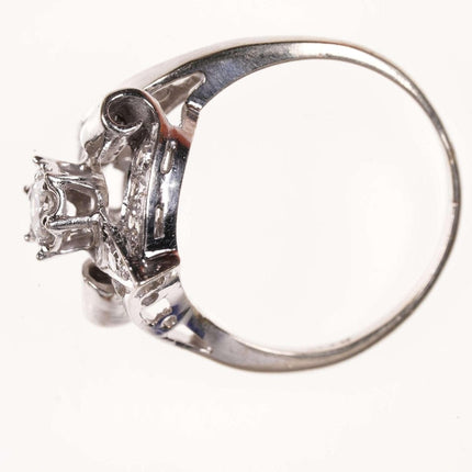 Größe 9,25 Art-Deco-Ring aus 14 Karat Weißgold und Diamant
