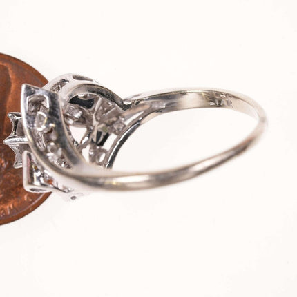 sz9.25 14k White gold and Diamond Art deco ring