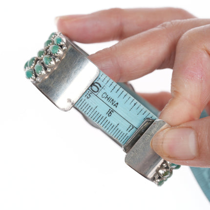 6.75" Vintage Southwestern sterling turquoise cluster watch cuff bracelet