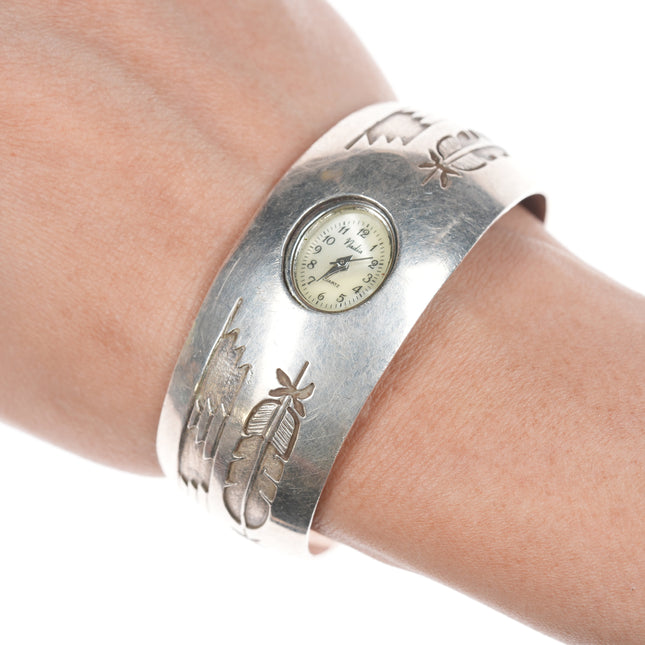 6 3/8" WA Native American silver watch cuff bracelet