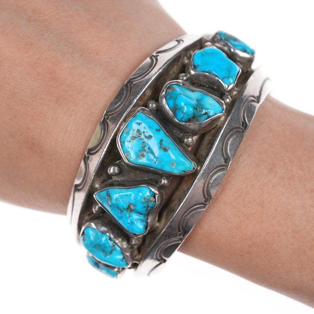 6.25" Mark Chee (1914-1981) Navajo silver cuff bracelet with turquoise