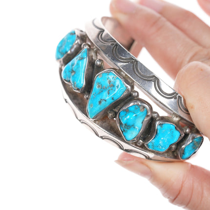 6.25" Mark Chee (1914-1981) Navajo silver cuff bracelet with turquoise