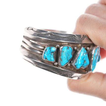 6.25" Mark Chee (1914-1981) Navajo silver cuff bracelet with turquoise