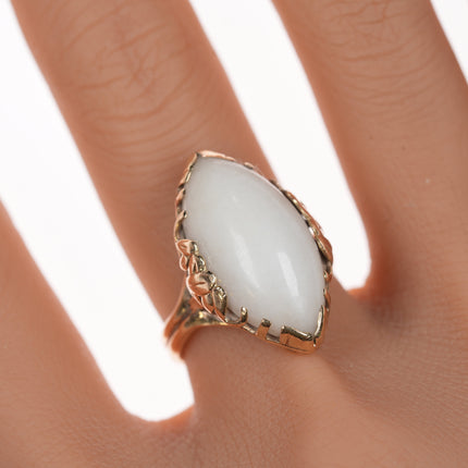 sz7 14k Ming's of Hawaii White Jadeite ring