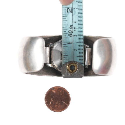 6 7/8" Working Carson Blackgoat Navajo silver watch cuff bracelet