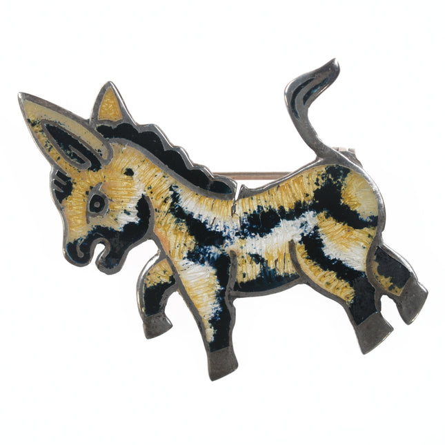 1950's Jeronimo Fuentes Taxco Enamel Donkey pin