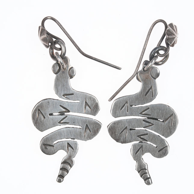 Vintage Southwestern sterling rattlesnake earrings