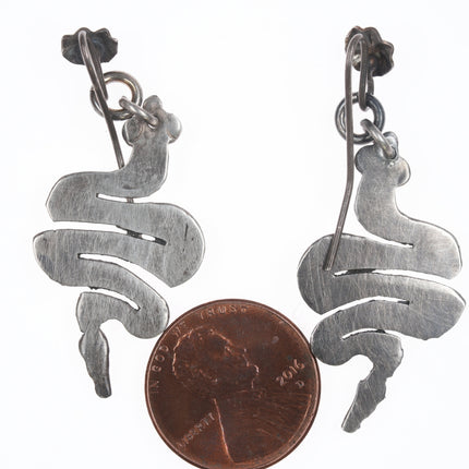 Vintage Southwestern sterling rattlesnake earrings