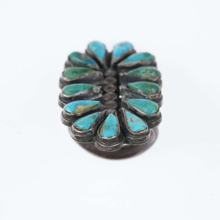 sz7 30's-40's Large Navajo silver  turquoise cluster ring