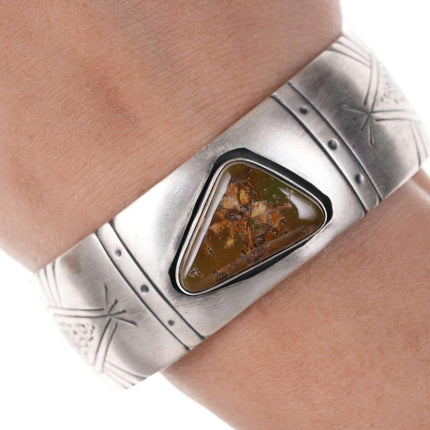 Marita Benally Navajo Sterling Fox Turquoise cuff bracelet