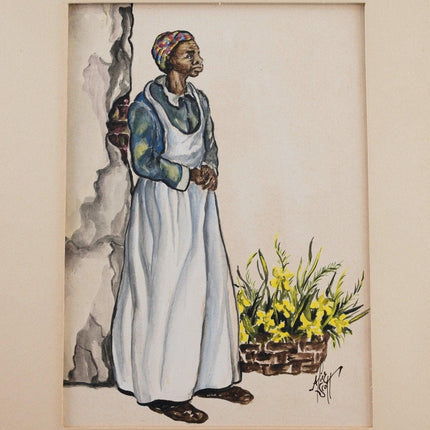 Alice Scott (1924-2005)Original Watercolor South Carolina Gullah woman