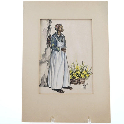 Alice Scott (1924-2005)Original Watercolor South Carolina Gullah woman