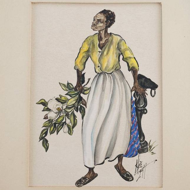 Alice Scott (1924-2005) Original Watercolor of South Carolina Gullah woman