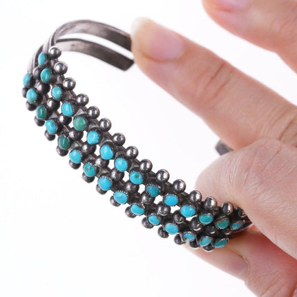 6 3/8" c1940's Navajo Sterling and turquoise snake eye bracelet