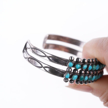 6 3/8" c1940's Navajo Sterling and turquoise snake eye bracelet