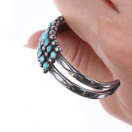 6 3/8" c1940's Navajo Sterling and turquoise snake eye bracelet