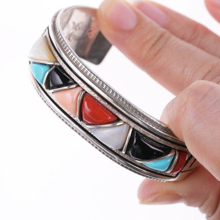 6 3/8" Ervin Tso Native American Sterling channel inlay bracelet