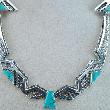 Nusie Belon Navajo Sterling Türkis Halsband und Ohrringe Set