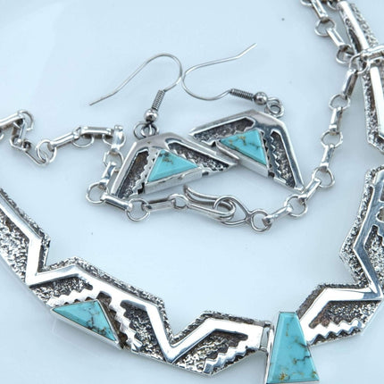 Nusie Belon Navajo Sterling Türkis Halsband und Ohrringe Set