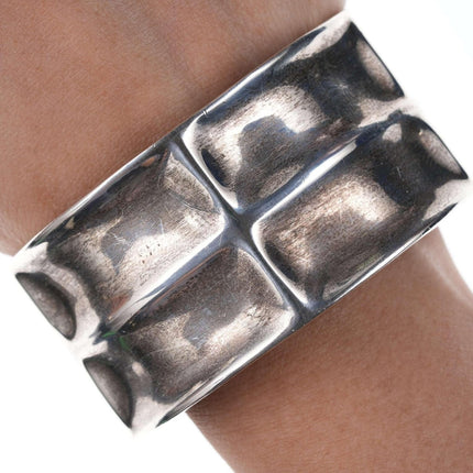 Large Los Ballesteros Modernist Sterling Cuff Bracelet