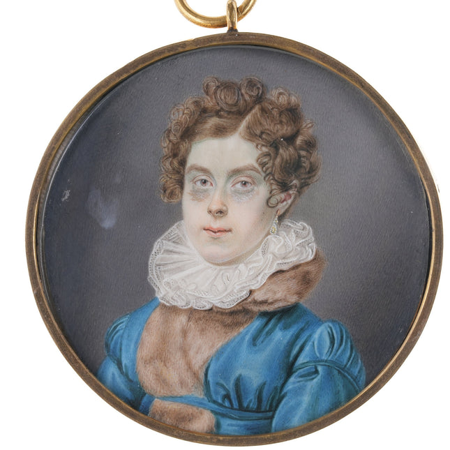 Antique miniature watercolor portrait