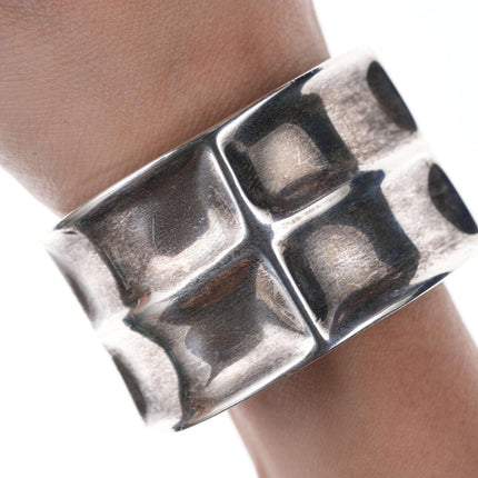 Large Los Ballesteros Modernist Sterling Cuff Bracelet